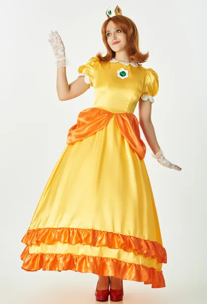 Daisy Cosplay Costume Princess Dress and Crown with Crinoline