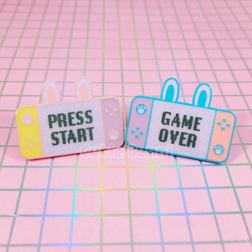 Switch Bunny Enamel Pins - Press Start