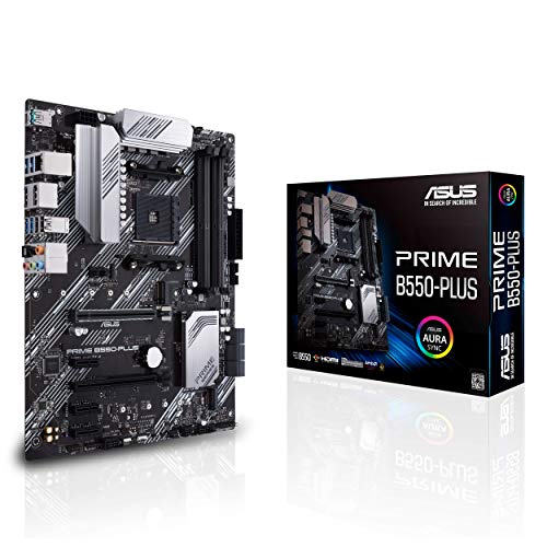 ASUS Prime B550-PLUS AMD AM4 Zen 3 Ryzen 5000 & 3rd Gen Ryzen ATX Motherboard (PCIe 4.0, ECC Memory, 1Gb LAN, HDMI 2.1, DisPlayPort 1.2 (4K@60HZ), Addressable Gen 2 RGB Header and Aura Sync) (Renewed)