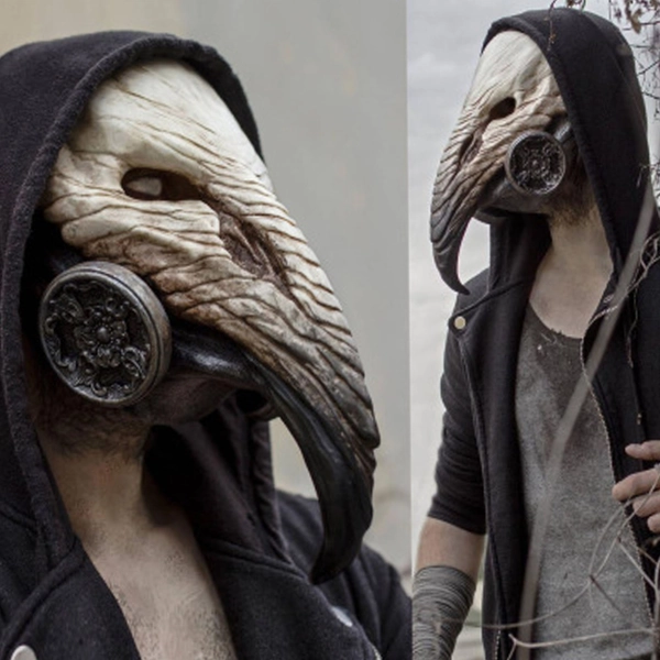 Halloween steampunk plague doctor cos man crow long beak luminous mask men&#39;s and women&#39;s masks