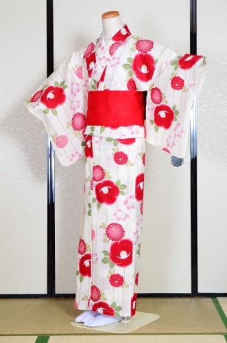 Yukata and obi and Geta set / D #168 | 10 items set / $179.99 / Flat belt / Pink / Large size