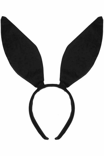 Black Satin Bunny Ears - One Size / black