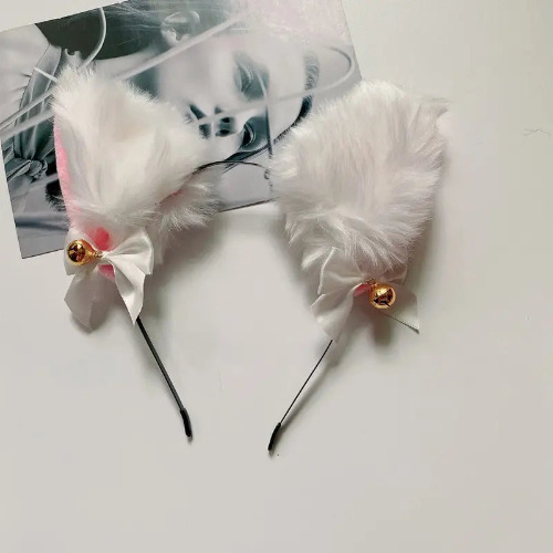 Nova - Anime Plush Furry Cat Ear Headband - White