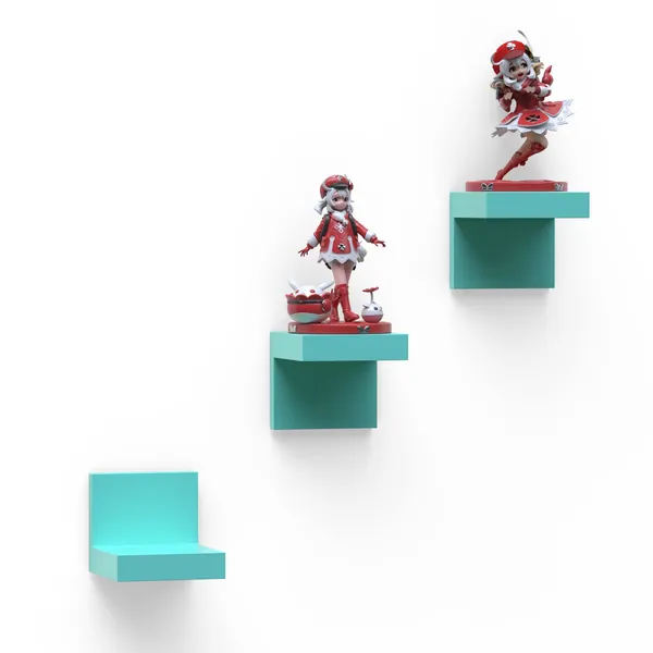 RICHER HOUSE Small Wall Shelves Set of 3, Damage-Free Display Ledges for Small Decor, Small Floating Shelf with 2 Types of Installation - Tiffany Blue
