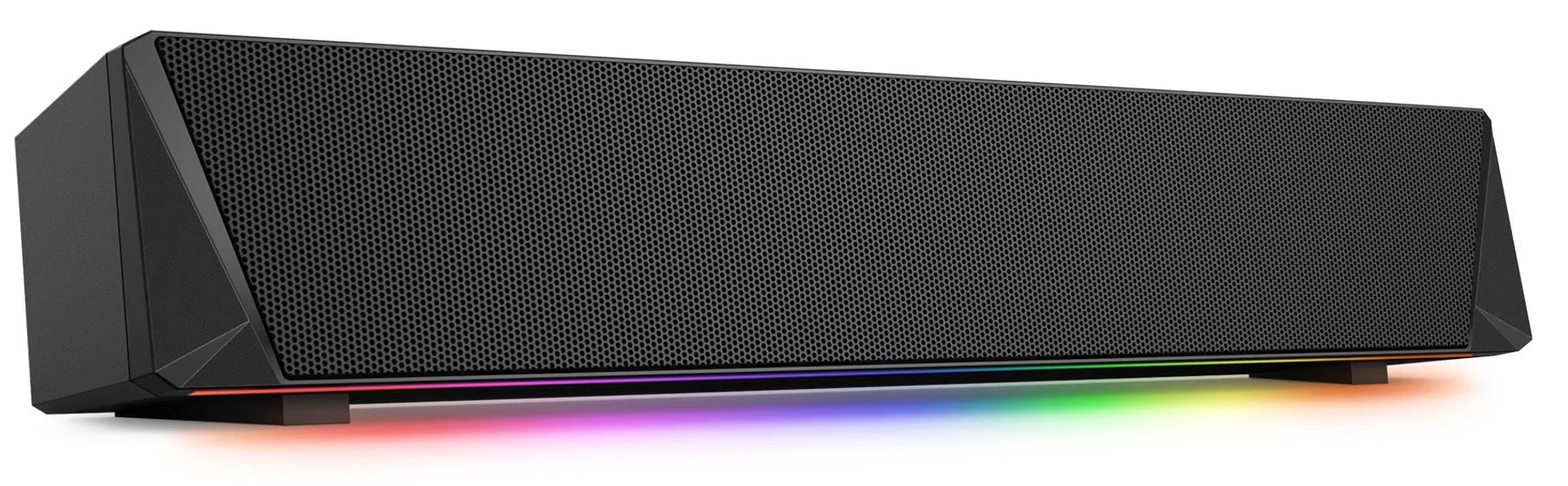 Gaming Computer Speaker, Colorful RGB Light, Dual Powerful 7W Drivers PC Soundbar, Bluetooth 5.0 or 3.5mm AUX-in Connection, Computer Sound Bar for Desktop PC Speakers for Laptop