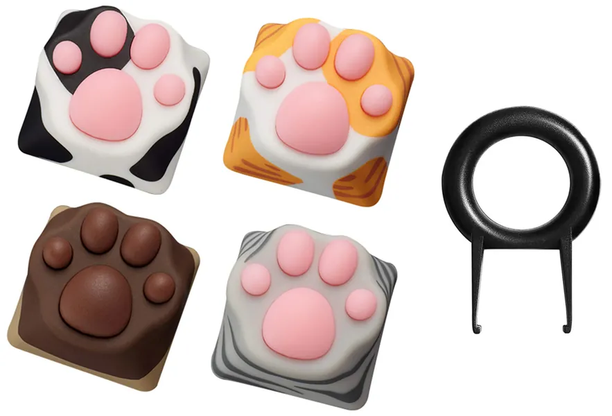 ZOMOPLUS Cute Cat Paw Keycap,Squishy Paw Custom Keycap-4pc Keycap for Mechanical Keyboard,Suitable for Cherry MX/Gateron Switches-ESC Key Keycap (4 Pack)