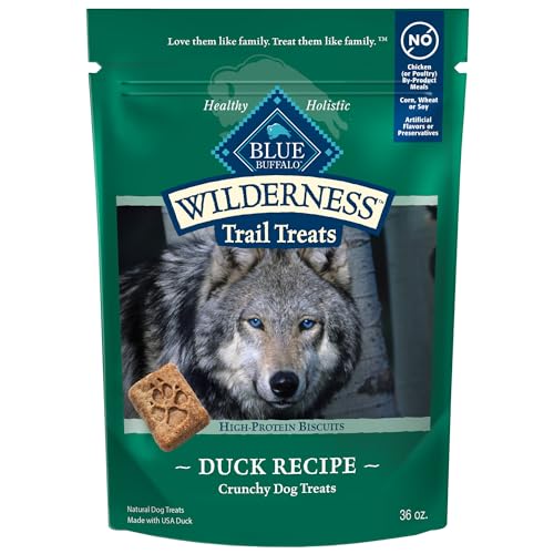 Blue Buffalo Wilderness Trail Treats High Protein Grain Free Dog Biscuits Crunchy Dog Treats, Duck Recipe, 36-oz Bag - Duck - 2.25 Pound (Pack of 1)