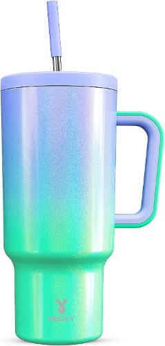 Meoky 40oz Tumbler with Handle, Leak-proof Lid and Straw, Insulated Coffee Mug Stainless Steel Travel Mug, Keeps Cold for 34 Hours or Hot for 10 Hours (Fairyland) - Fairyland