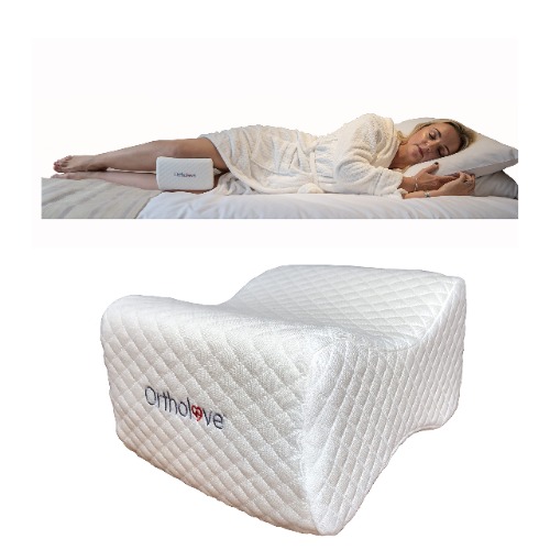 Ortholove Knee Pillow - Ideal Choice for Hip, Back, Leg, Knee Pain, Side Sleepers, Pregnancy and Right Spine Alignment - Comfortable Memory Foam Wedge Contour with Washable Cover