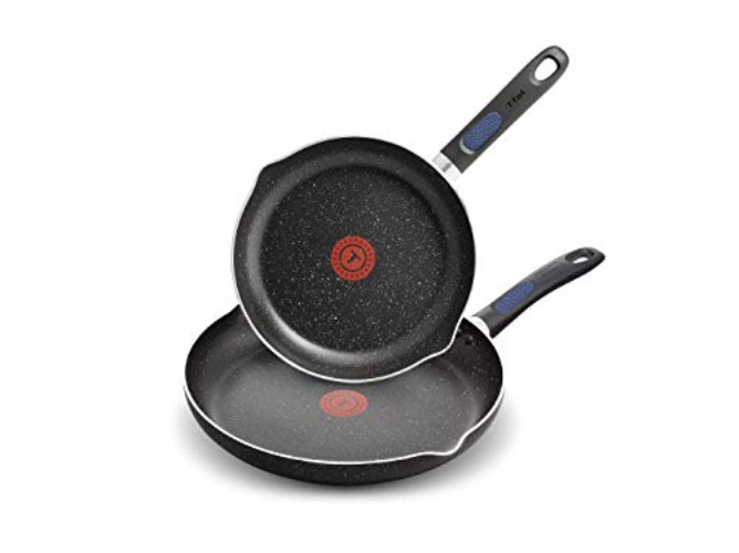 T-Fal Frying Pan Set, Non Stick Non Toxic Frying Pan, 24cm and 30cm, Thermo-Spot Heat Indicator, Dishwasher Safe, 2 pack (24/30cm) Skillet/Frypan, Black
