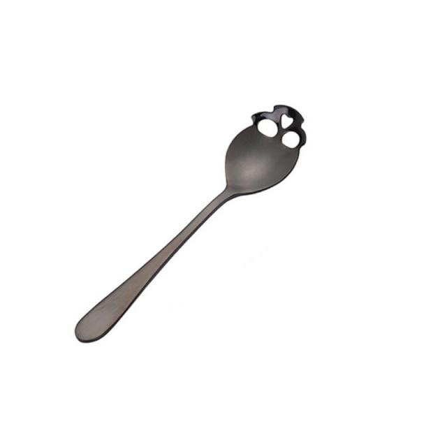 Skull Stainless Steel Dessert Spoons - Black