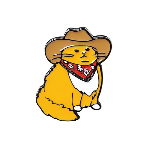 Funny Cowboy Cat Brooch Pin - Lovely Enamel Pin for Cat Lovers - Cute Cowboy Ginger Cat Lapel Pin - Cowboy cat