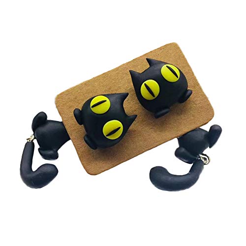 ZaH Pair of 925 Silver Earring Cartoon Animal Jewerly Gift Earring for Women, Men, Kids - Black and Green