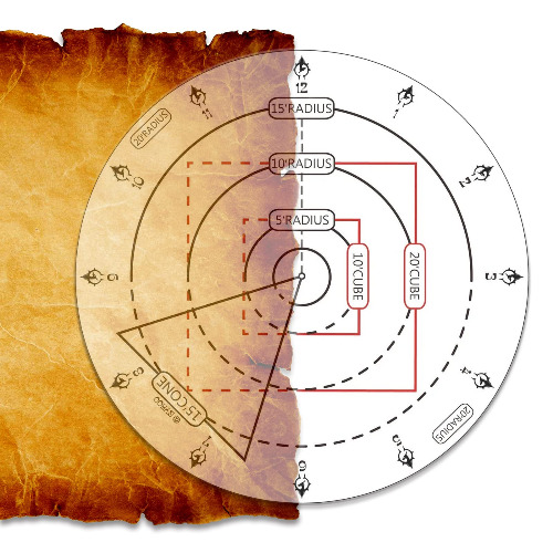 Byhoo Spell AOE Damage Marker D&D Area Effect Template - 1" Grid or Hex Tabletop Game Mat RPG Gaming Accessories for Dungeons and Dragons 5E Pathfinder and Other TTRPGs