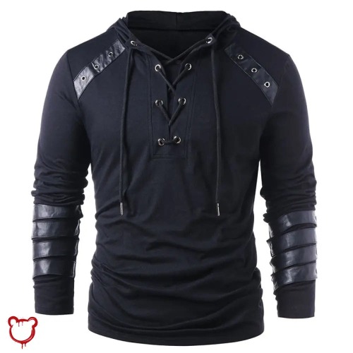 Medieval Lace-Up Top - black / L / medieval shirt