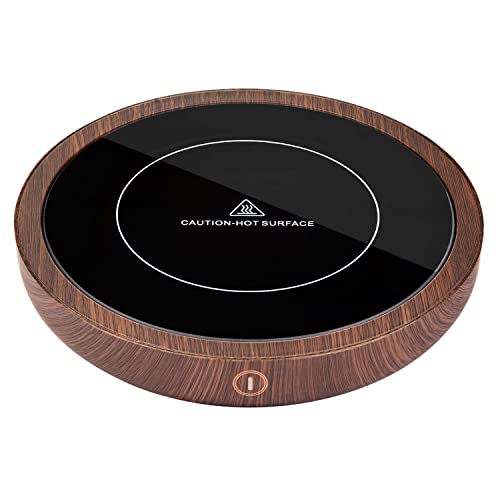 Coffee Mug Warmer, KRGMNHR Coffee Cup warmer for Desk Use Auto Shut Off, 3-Temperature Settings, Candle Wax Warmer Heating Plate (Up To 180° F/80 °C), Wood Grain - Wood grain