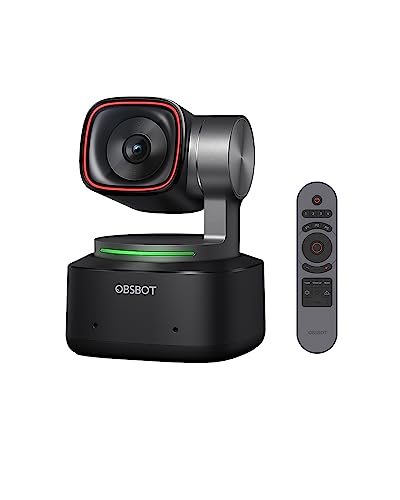 OBSBOT Tiny 2 & Smart Remote Combo, AI-Powered PTZ 4K Webcam with 1/1.5’’ CMOS, Motion Tracking & All-Pixel Auto Focus, Voice Control, Gesture Control, PixGain HDR, Beauty Mode for Streaming