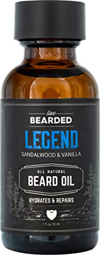 Live Bearded: Beard Oil - Legend - Premium Beard and Skin Care with Jojoba Oil - 1 fl. oz. - Beard Itch and Dry Skin Relief - Handcrafted with All-Natural Ingredients - Made in the USA - The Legend - Light, Nutty And Sweet Scent