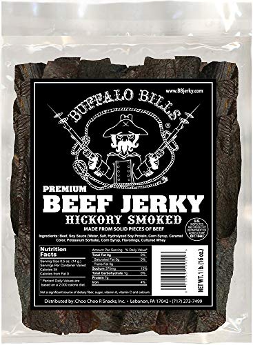 Buffalo Bills 16oz Premium Hickory Beef Jerky Pieces (hickory smoked jerky in random size pieces) - 1 Pound (Pack of 1)
