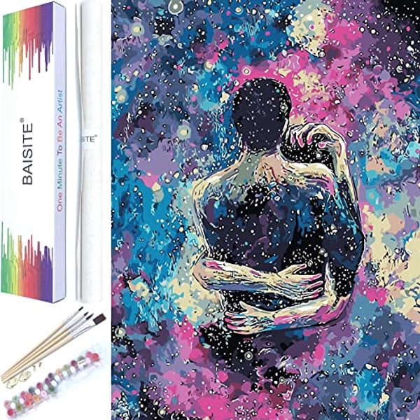 BAISITE Paint by Numbers for Adults,16" Wx20 L Canvas Pictures Drawing Paintwork with Paintbrushes,Acrylic Pigment-Mount Baker-Cosmic Hug 8217
