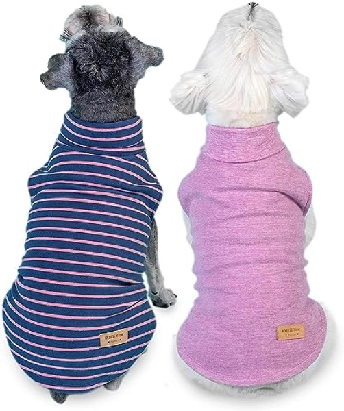 KYEESE 2Pack Dog Coat Turtleneck Stretchy Dog Sweater Super Soft Dog Cold Weather Coat for Large Dogs in Sleeveless Design Dog Fleece Vest, Purple, 3XL