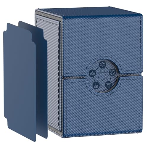 MIXPOET Deck Box compatible with MTG Cards, Trading Card Case with 2 Dividers per Holder, Large Size for 100+ Cards (Core-Blue) - Core-Blue