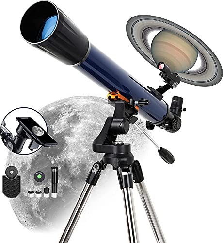 ESSLNB Telescope 70070 Telescopes for Astronomy Adult with Smartphone Adapter Adjustable Stainless Steel Tripod Erect-Image Red Dot Finder Scope Barlow Lens Moon Filter - 70070 Telescope