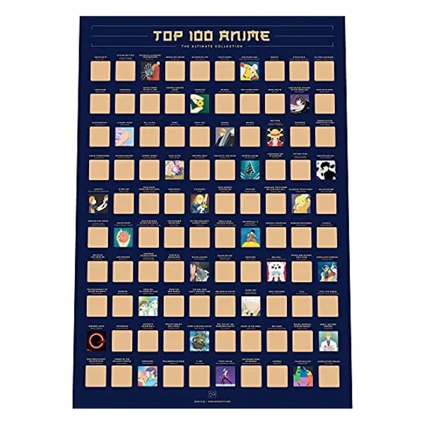 
                            100 Anime Scratch Off Poster - Top Japanese Animation of All Time Bucket List (16.5" x 23.4")
                        