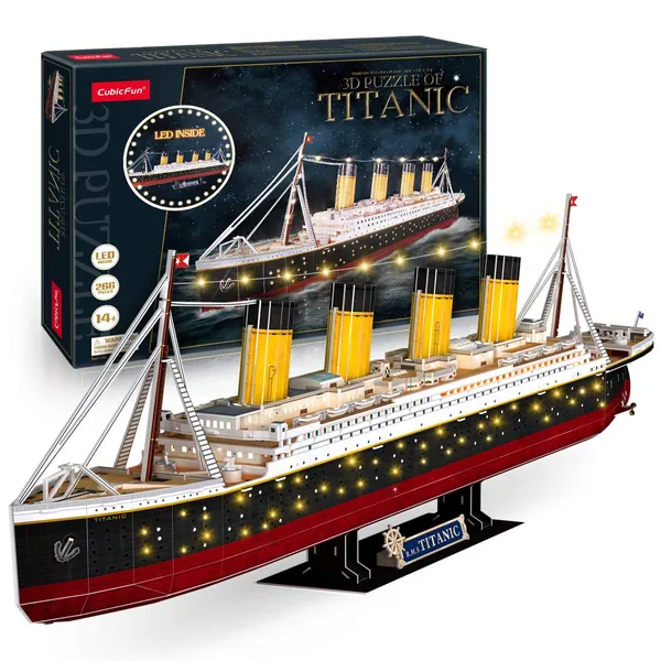 3D Puzzles for Adults LED Titanic 35'' Large Ship Model Craft Kits Titanic Arts and Crafts for Adults Wedding Anniversary Valentines Day Gifts for Him Her Couple Long Distance Relationships Gifts - 