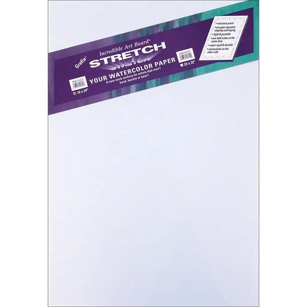 Grafix Stretching Watercolor Paper Art Board, 16" x 24", White - 16" x 24" 1 Pack