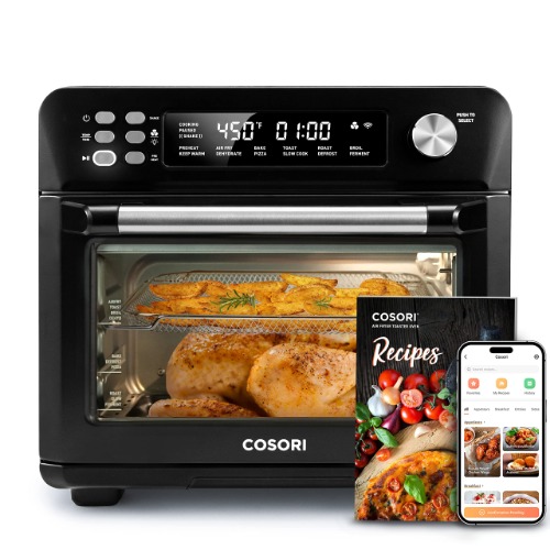 COSORI Air Fryer Toaster Oven 26.4QT, 12-in-1 Convection Ovens Countertop Combo, 6-Slice Toast, 12-inch Pizza, Basket, Tray, Recipes &3 Accessories, Wifi, CS100-AO - 25L+Air fryer toaster oven
