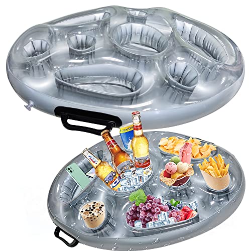 Baanfly Inflatable Floating Drink Holder hot tub accessories uk 8 Holes Large Cloud pool drinks holder Beverage Salad Fruit Buffet Server Large Capacity for Outdoor Summer Swimming Beach Party Supply