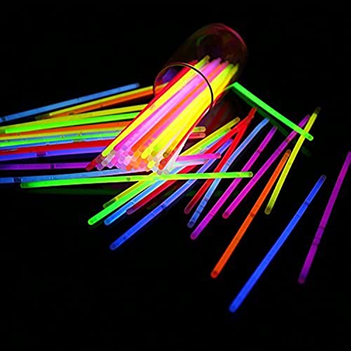Generic V_GS-Mix 8" Inch Sticks Packs Bracelets Necklaces Neon Light Fluorescent 50 Pieces Glow-in-The-Dark Fun Party Accessory, Multi Colour - 1 - Multi Colour