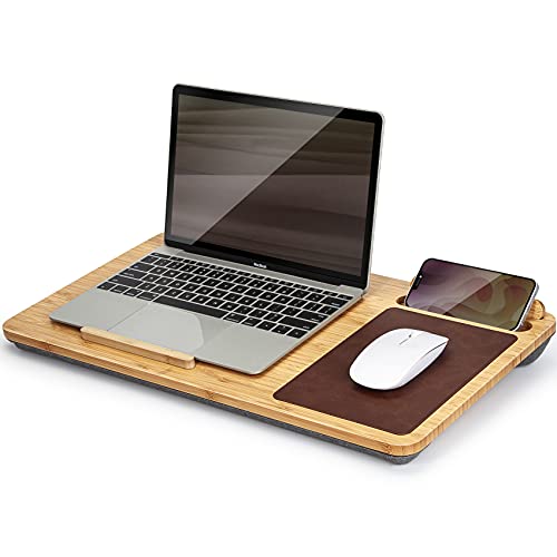Bamboo Laptop Desk, Lap Desk for Laptop with Mouse Pad, Laptop Table for Bed Sofa, Laptop Stand for Lap - Bamboo