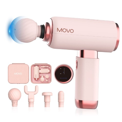 Movo Massage Gun Deep Tissue,Muscle Percussion Pink Massager Guns for Women,Athletes,Super Quiet,Travel Portable Hand held Electric Fascia Gun for Back,Shoulder Pain Relief,Neck,Christmas Gifts - Pink
