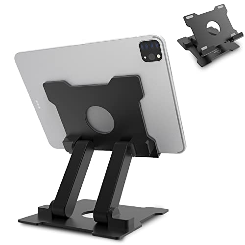 KABCON Tablet Stand,Adjustable Drawing Tablet Holder Eye-Level Aluminum Solid Tablet Stand Holder for Desk Portable Monitor, Stand for iPad Pro 9.7 10.5 Air Mini,Microsoft Surface Pro,Tab(Up to 15'') - Large-black