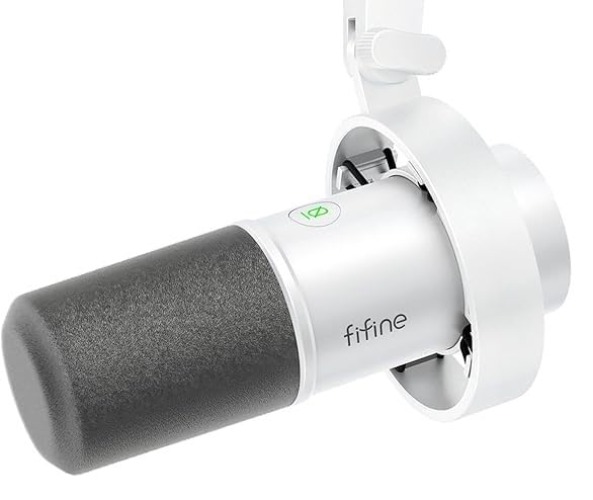 FIFINE XLR Studio Dynamische microfoon voor podcasting, gaming USB-microfoon voor PC Mac PS4/5, dynamische niermicrofoons voor spraakopname, podcasting, gaming, streaming, wit