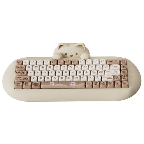 YUNZII C68 Wireless Mechanical Keyboard, 65% Gaming Keyboard Hot Swap,Triple Mode BT5.0/2.4G/Wired,RGB Backlit NKRO,Cute Cat Silicone Ergonomic Keyboard for Win/Mac(Milk Switch,Brown) - Milk Switch - Brown