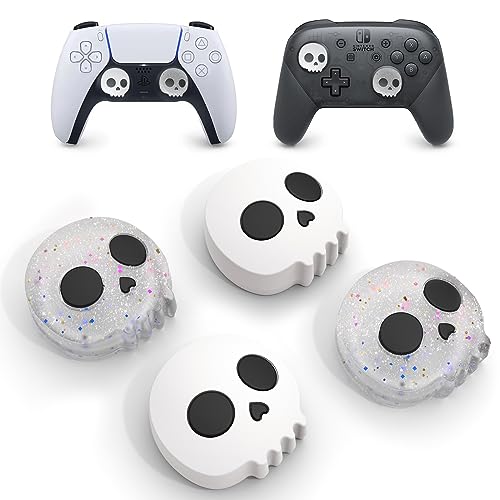 JINGDU Thumb Grip Caps for PS5/PS4 Controller,Switch Pro Controller,Xbox Series X/S, Silicone Joystick Caps Cover for PS5 Controller, Game Controller Accessories,4PCS Skull - 1-PS5/Xbox/Switch Pro Controller