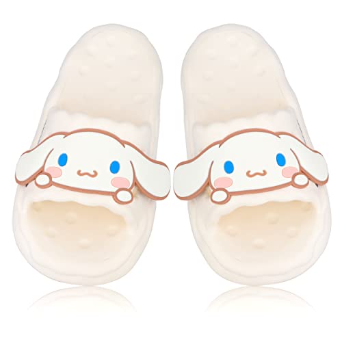 Roffatide Anime Cinnamoroll My Melody Kuromi Slides for Girls House Slides Non-Slip Bathroom Shower Sandals Rubber Slippers - 7 Women/6 Men - White