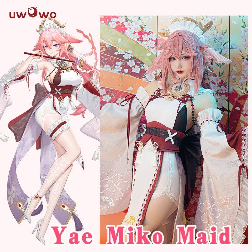 【In Stock】Exclusive Uwowo Genshin Impact Fanart Yae Miko Maid Dress Cosplay Costume - Set A M