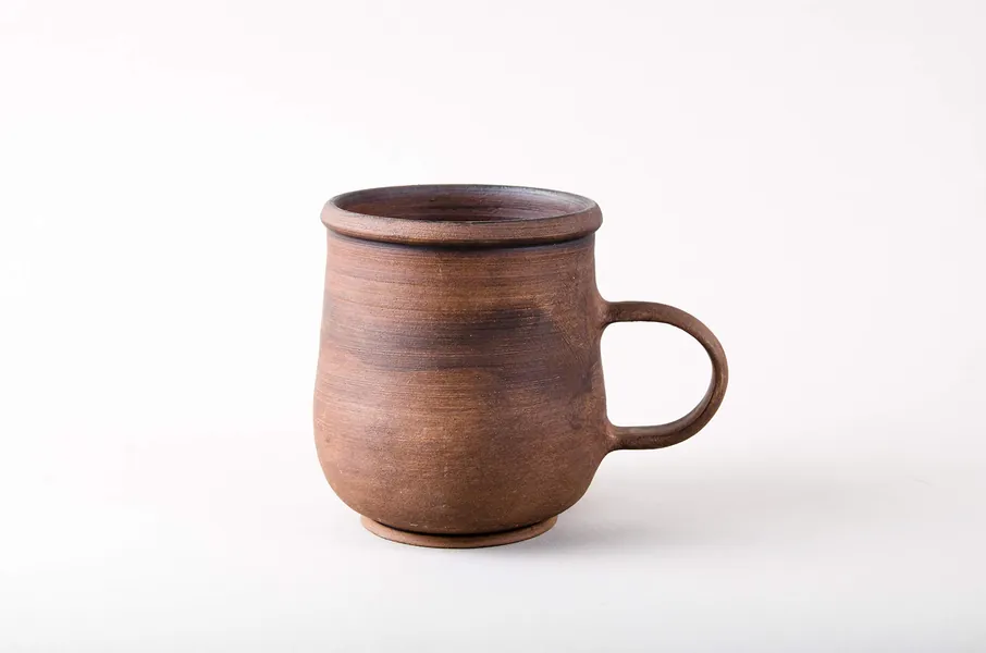 Large Unglazed 12.5 oz Handcrafted Tea Cup Big ceramic handmade pottery coffee mug for anniversary, Rustic Eco Friendly Stoneware clay milk cups Coffee lovers gift mugs Ukrainian mug with handle