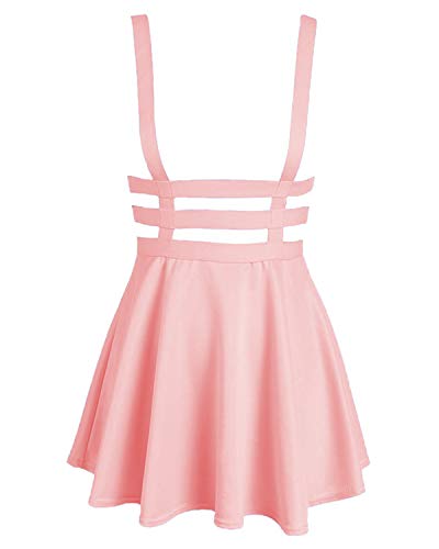 Bluetime Womens Pleated Short Braces Skirt (S-3XL) - Medium - Pink