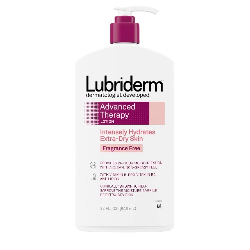 Lubriderm Advanced Therapy Fragrance-Free Moisturizing Lotion With Vitamins E And Pro-Vitamin B5, Intense Hydration For Extra Dry Skin, Non-Greasy Formula, 32 fl. oz - 32 Fl Oz (Pack of 1)