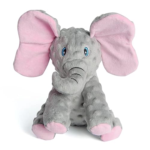 DODODOLA Dog Toys Puppy Toys Cute Squeaky Elephant Dog Toy with Crinkle Paper Stuffed Plush Animal Dog Toys to Keep Them Busy for Small Medium Large Dogs - Elephant
