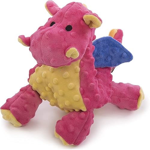 goDog Bubble Plush Dragons Squeaky Dog Toy, Chew Guard Technology - Coral, Large - Large - Coral
