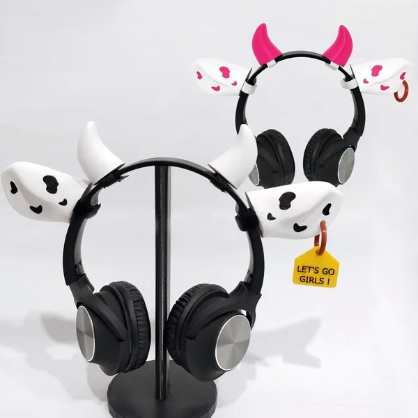 Cow Ears Headphone Attachment with personalized TAG