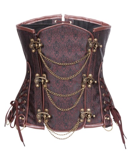 Bslingerie® Steampunk-korsett med stålskenor för kvinnor - S