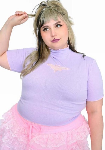Bat Cut Out [Lavender] | CROP TOP* - X-LARGE