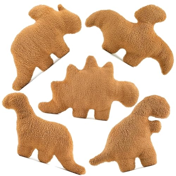Lixzuch 5 Packs Dino Nugget Pillow Plush, Large Dinosaur Chicken Nugget Pillow Stuffed Animal Plush Toy, Dino Nugget Plush Dinosaur Theme Party Decoration Birthday for Kids Boys Girls